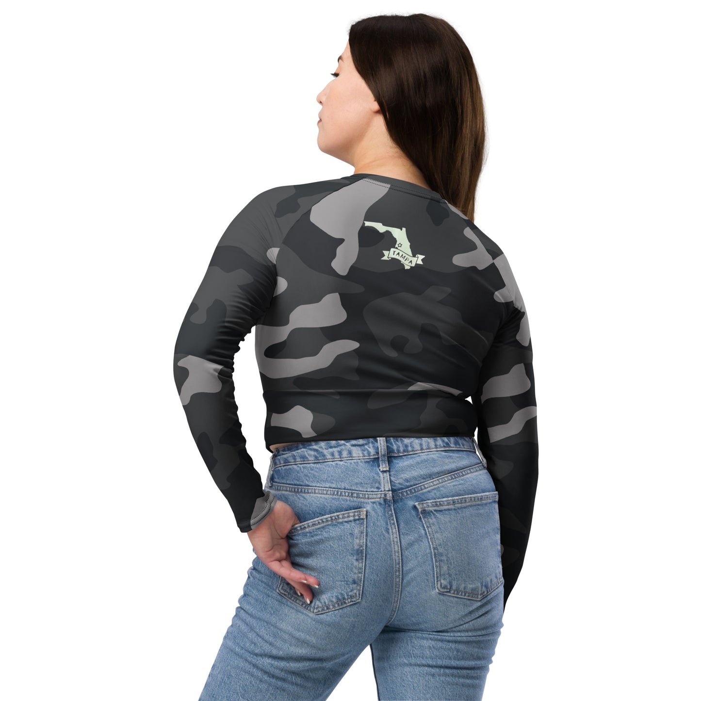 Recycled long-sleeve crop top