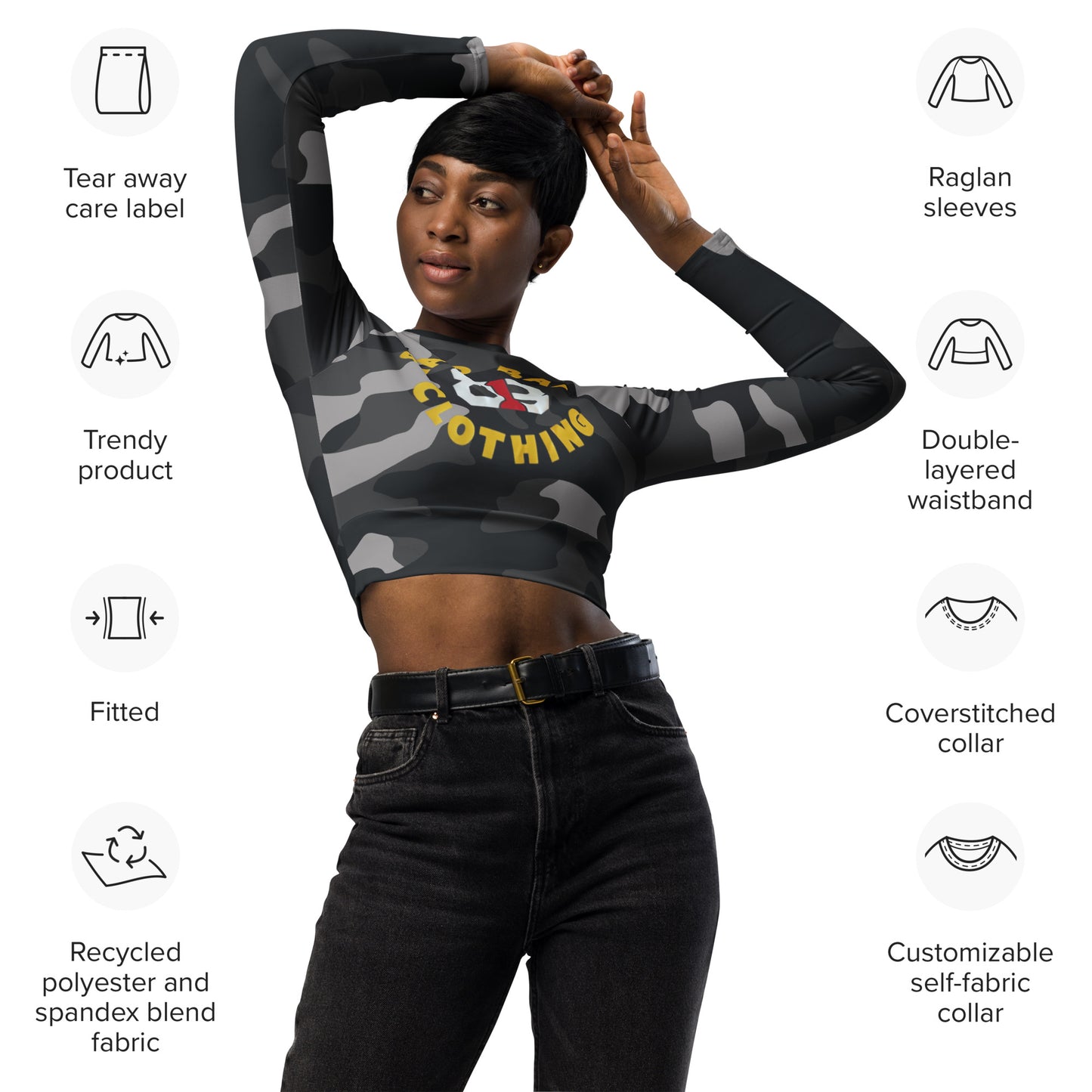 Recycled long-sleeve crop top